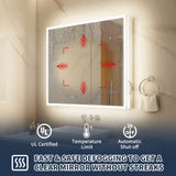 ExBrite 36-in x 32-in Lighted LED Fog Free Surface/Recessed Mount Silver Mirrored Soft Close Medicine Cabinet with Outlet