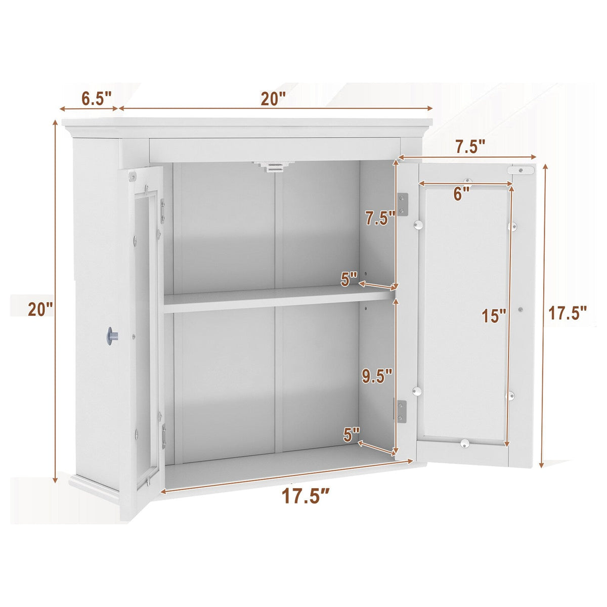 WELLFOR 20-in x 6.5-in White Bathroom Wall Cabinet