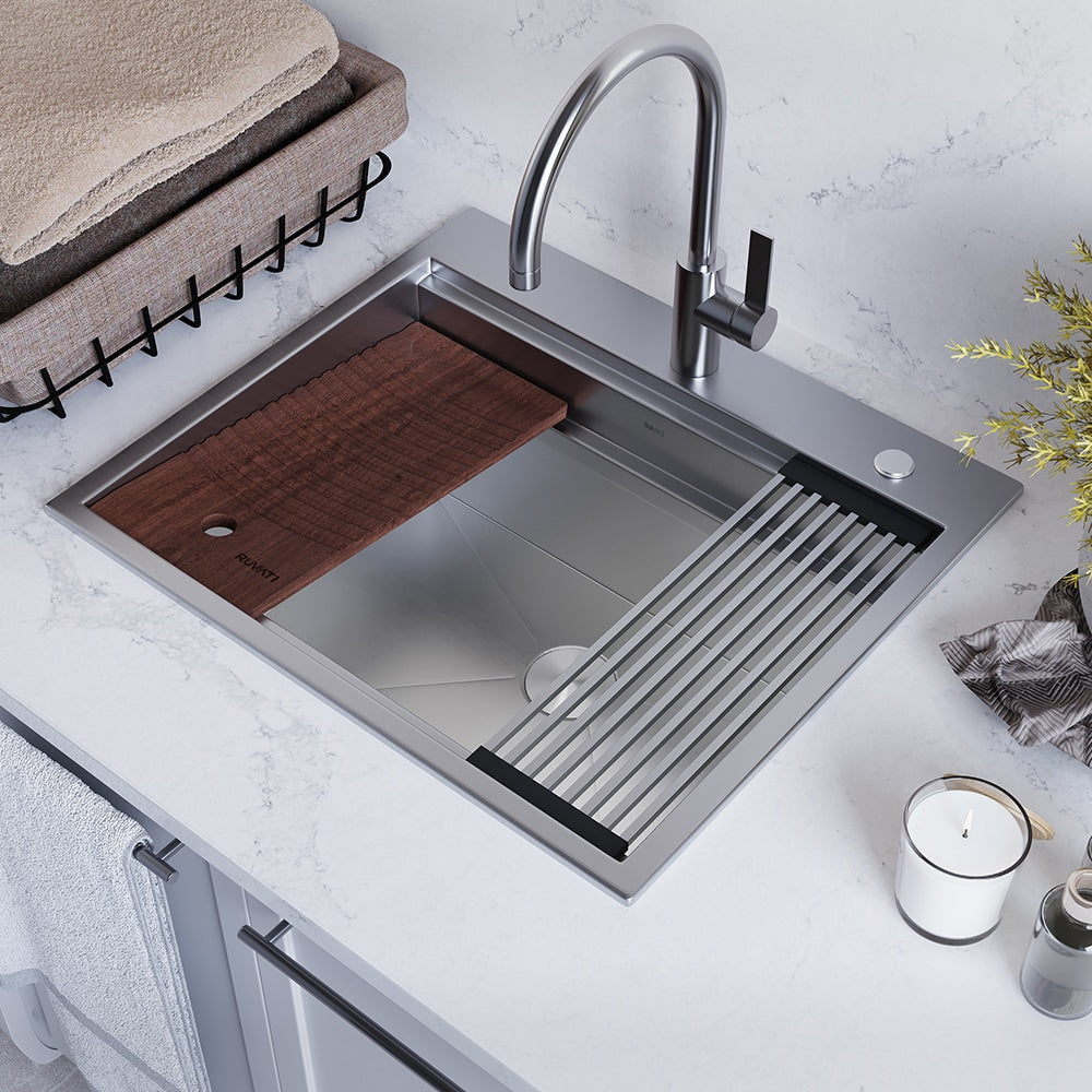 Ruvati Stainless Steel Undermount Laundry Sink with Drain - 21" x 18"