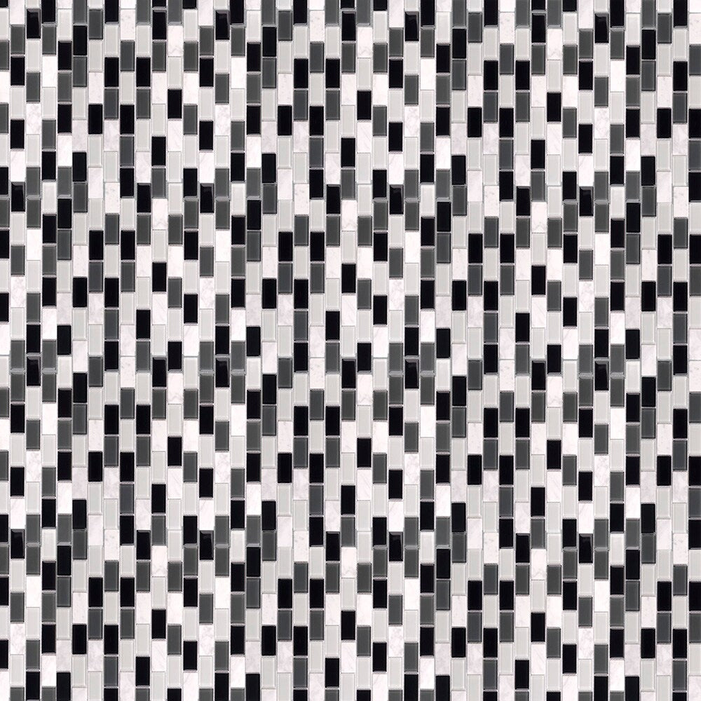Elida Ceramica Midnight 12-in x 12-in Glossy Glass/Stone Marble Brick Mosaic Wall Tile