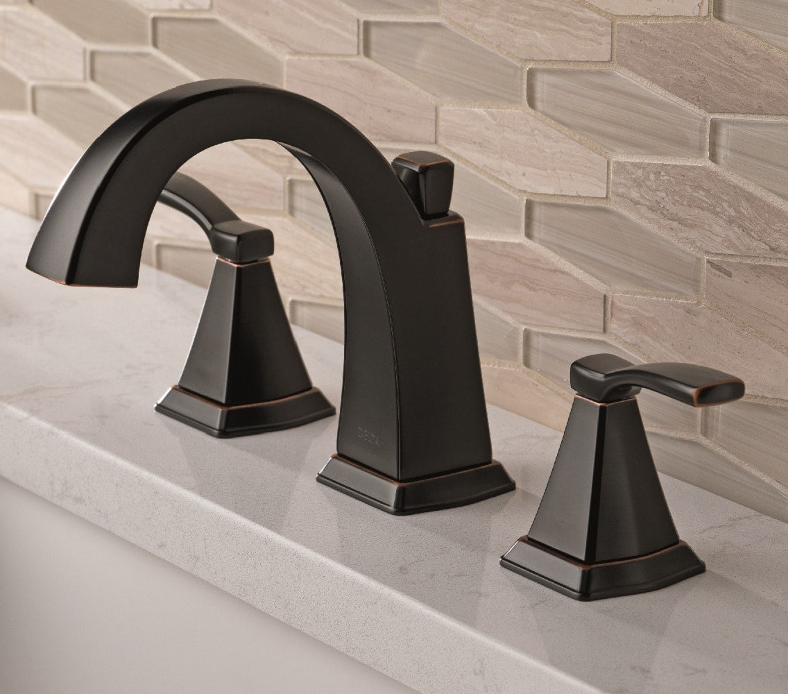 Delta Flynn Oil Rubbed Bronze 2-Handle Widespread WaterSense Bathroom Sink Faucet with Drain