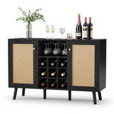 Delarpo 9-Bottle Black Wood Wine Cabinet