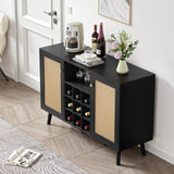 Delarpo 9-Bottle Black Wood Wine Cabinet