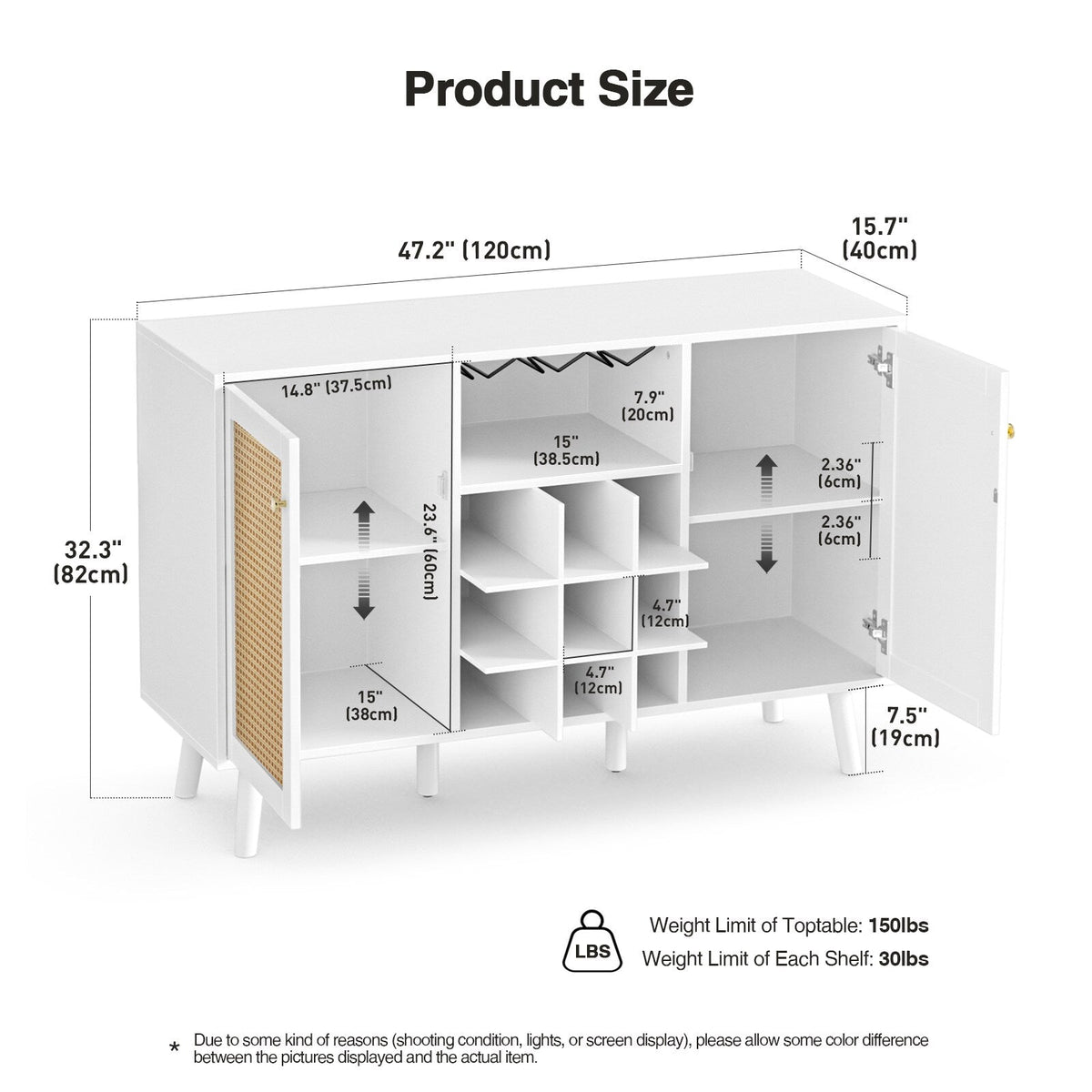 Delarpo 9-Bottle White Wood Wine Cabinet