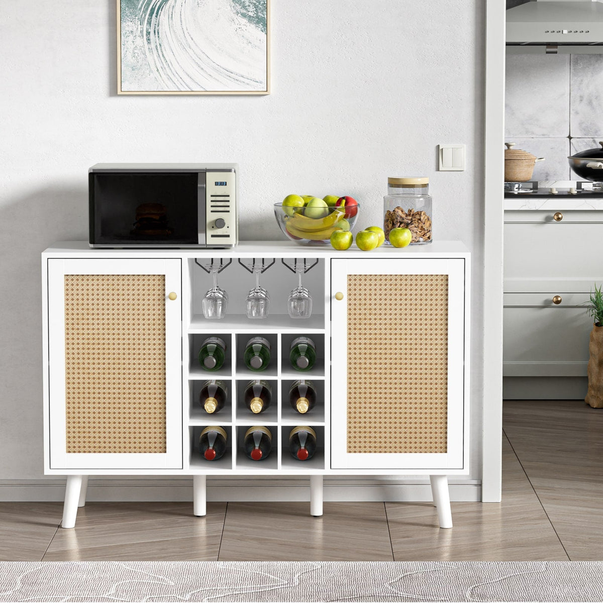 Delarpo 9-Bottle White Wood Wine Cabinet
