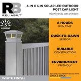 RELIABILT 4-in x 4-in 5-Lumen White Solar LED Outdoor Post Cap Light (5000 K)