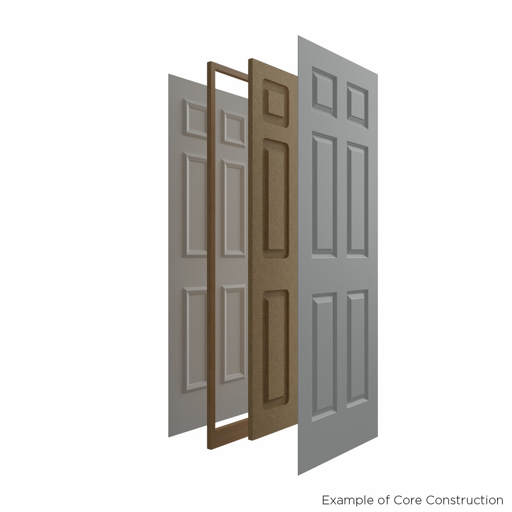 Masonite Traditional 60-in x 80-in 6-Panel Hollow Core Primed Molded Composite Universal Inswing/Outswing Double Prehung Interior Door