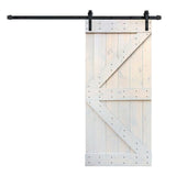 36 in x 84 in K Series DIY Dark Walnut Finished Knotty Pine Wood Sliding Barn Door Slab with Hardware Kit - Super Arbor