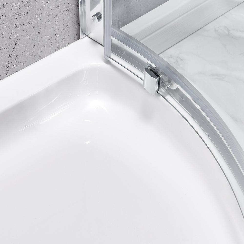 Maia 34 in. x 72.80 in. Semi-Frameless Sliding Shower Door in Chrome with 34 in. x 34 in. Base in White - Super Arbor