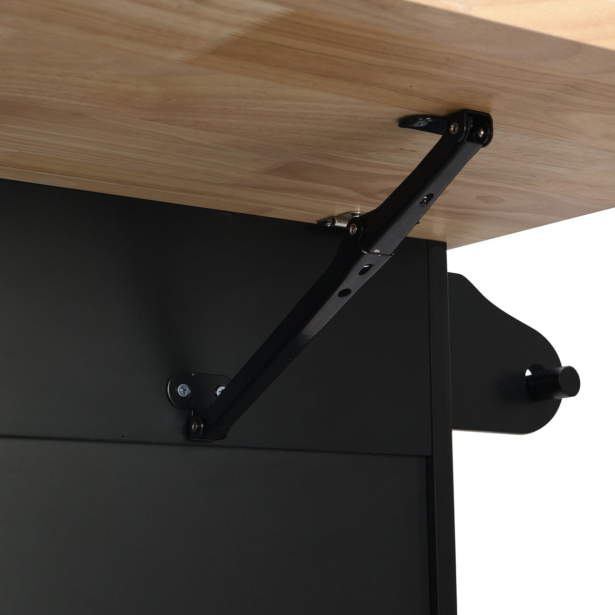 Bybafun Black Mdf Base with Wood Top Rolling Kitchen Island (29.5-in x 50.3-in x 36.6-in)