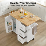 Bybafun White Mdf Base with Mdf Wood Top Rolling Kitchen Island (18.1-in x 53.8-in x 35.5-in)