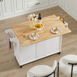 Bybafun White Mdf Base with Mdf Wood Top Rolling Kitchen Island (18.1-in x 53.8-in x 35.5-in)