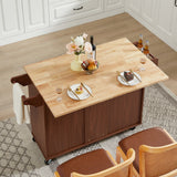 Bybafun Brown Mdf Base with Mdf Wood Top Rolling Kitchen Island (18.1-in x 53.8-in x 35.5-in)
