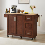 Bybafun Brown Mdf Base with Mdf Wood Top Rolling Kitchen Island (18.1-in x 53.8-in x 35.5-in)