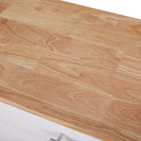 Bybafun White Mdf Base with Wood Top Rolling Kitchen Island (25.7-in x 39-in x 34-in)