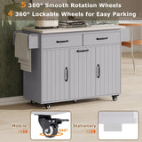 Bybafun Gray Mdf Base with Mdf Wood Top Rolling Kitchen Cart (20.6-in x 51-in x 35-in)