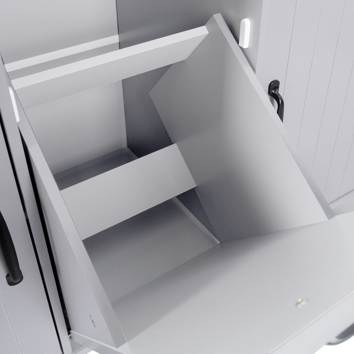 Bybafun Gray Mdf Base with Mdf Wood Top Rolling Kitchen Cart (20.6-in x 51-in x 35-in)