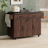Bybafun Brown Mdf Base with Mdf Wood Top Rolling Kitchen Cart (20.6-in x 51-in x 35-in)