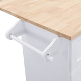 Bybafun White Mdf Base with Wood Top Rolling Kitchen Island (29.5-in x 50.3-in x 36.6-in)