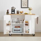 Bybafun White Mdf Base with Mdf Wood Top Rolling Kitchen Island (18.1-in x 53.8-in x 35.5-in)