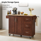 Bybafun Brown Mdf Base with Mdf Wood Top Rolling Kitchen Island (18.1-in x 53.8-in x 35.5-in)