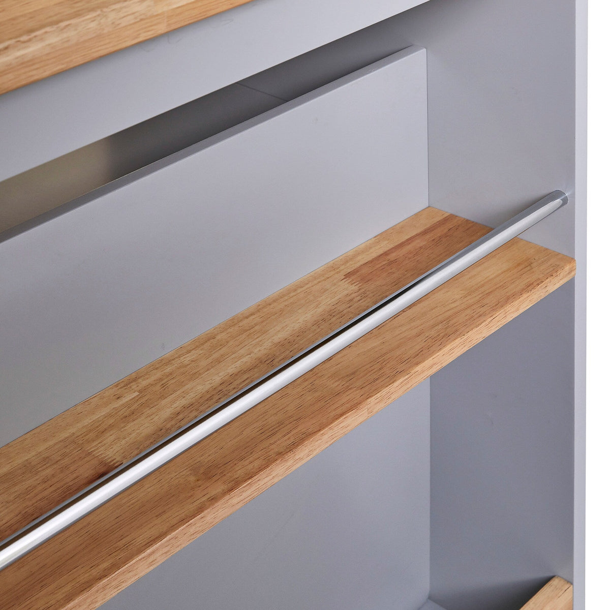 Bybafun Gray Mdf Base with Wood Top Rolling Kitchen Cart (21.7-in x 43.3-in x 35.6-in)