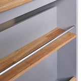 Bybafun Gray Mdf Base with Wood Top Rolling Kitchen Cart (21.7-in x 43.3-in x 35.6-in)