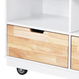 Bybafun White Mdf Base with Wood Top Rolling Kitchen Cart (21.7-in x 43.3-in x 35.6-in)