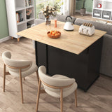 Bybafun Black Mdf Base with Mdf Wood Top Rolling Kitchen Island (29.5-in x 46-in x 37-in)