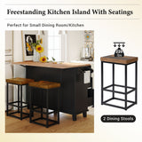 Bybafun Black Mdf Base with Wood Top Rolling Kitchen Island (29.5-in x 50.3-in x 36.6-in)