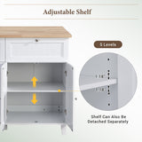 Bybafun White Mdf Base with Wood Top Rolling Kitchen Island (29.5-in x 50.3-in x 36.6-in)