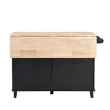 Bybafun Black Mdf Base with Wood Top Rolling Kitchen Island (29.5-in x 50.3-in x 36.6-in)