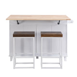 Bybafun White Mdf Base with Wood Top Rolling Kitchen Island (29.5-in x 50.3-in x 36.6-in)