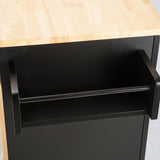 Bybafun Black Mdf Base with Wood Top Rolling Kitchen Island (30-in x 53.9-in x 36.2-in)