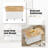 Bybafun White Mdf Base with Mdf Wood Top Rolling Kitchen Island (18.1-in x 53.8-in x 35.5-in)