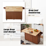 Bybafun Brown Mdf Base with Mdf Wood Top Rolling Kitchen Island (18.1-in x 53.8-in x 35.5-in)