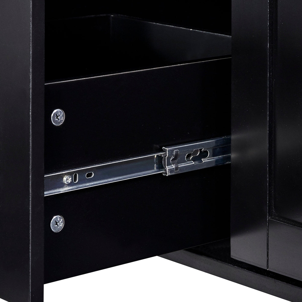 Bybafun Black Mdf Base with Wood Top Rolling Kitchen Island (17-in x 50-in x 36.9-in)