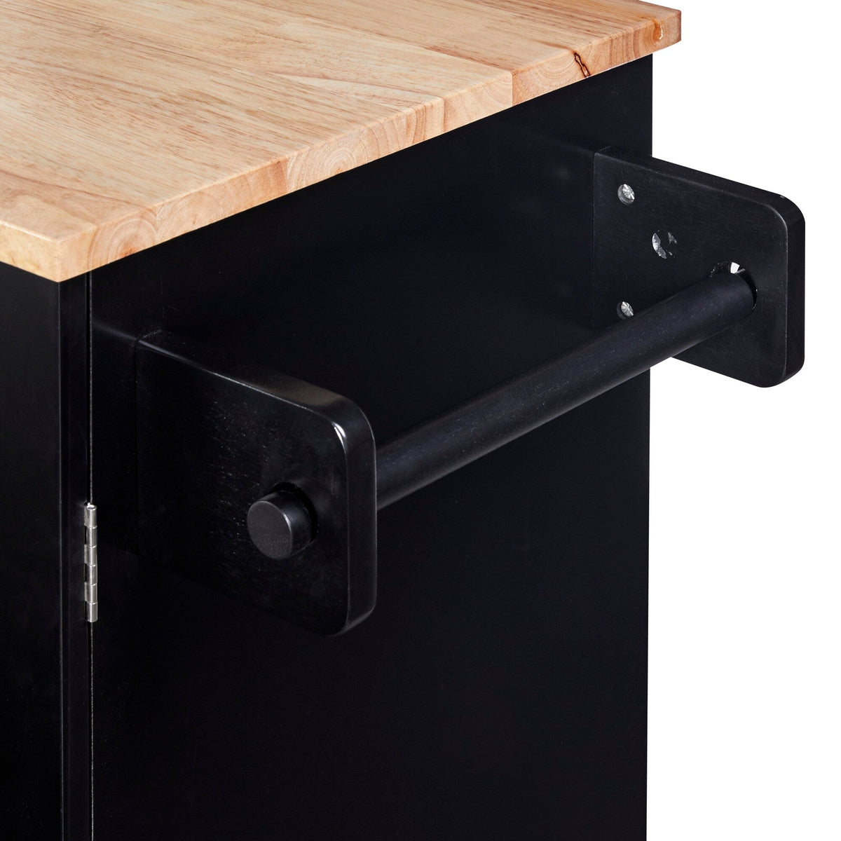 Bybafun Black Mdf Base with Wood Top Rolling Kitchen Island (17-in x 50-in x 36.9-in)