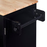 Bybafun Black Mdf Base with Wood Top Rolling Kitchen Island (17-in x 50-in x 36.9-in)