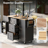 Bybafun Black Mdf Base with Wood Top Rolling Kitchen Island (17-in x 50-in x 36.9-in)