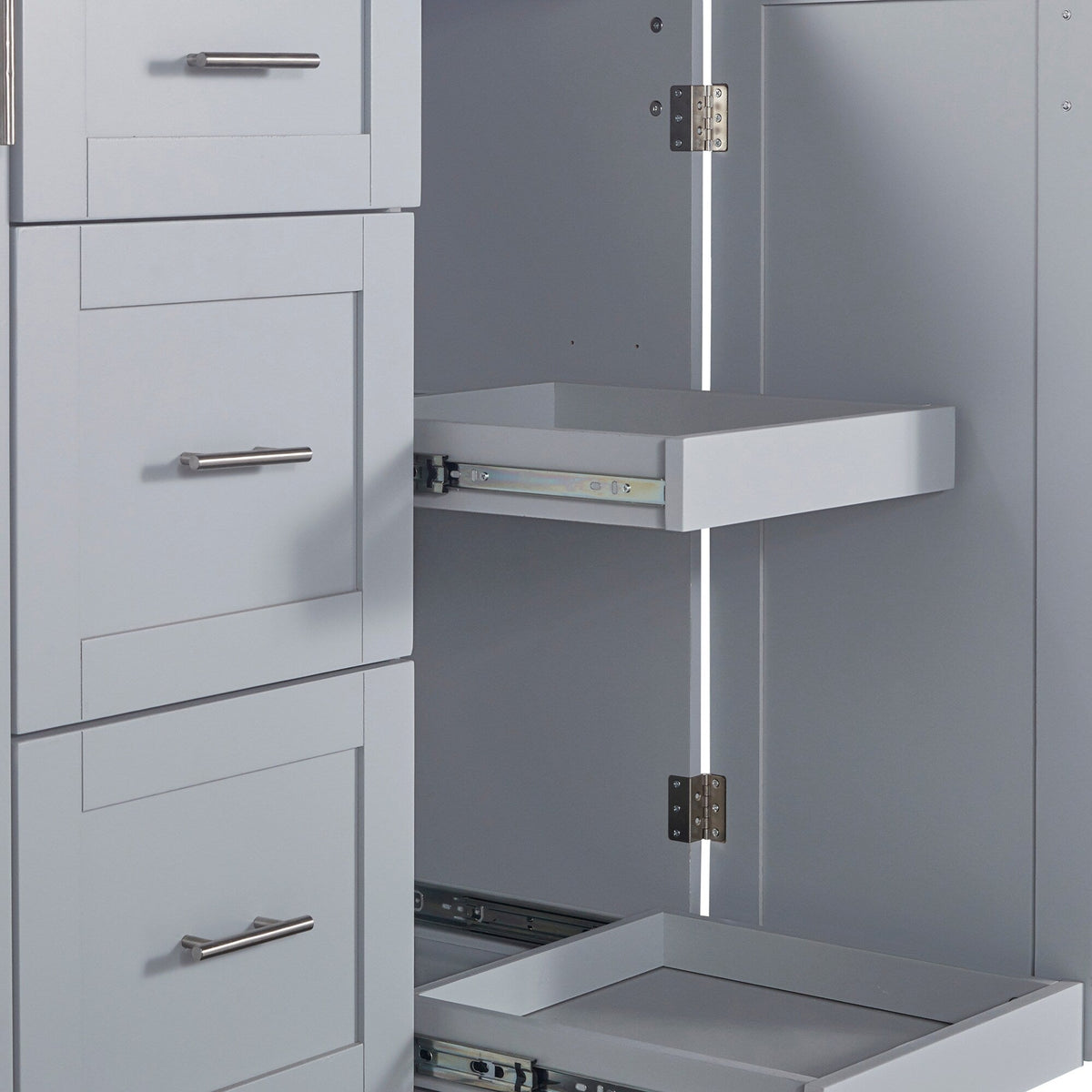 Bybafun Gray Mdf Base with Wood Top Rolling Kitchen Island (17-in x 50-in x 36.9-in)