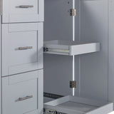 Bybafun Gray Mdf Base with Wood Top Rolling Kitchen Island (17-in x 50-in x 36.9-in)