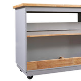 Bybafun Gray Mdf Base with Wood Top Rolling Kitchen Cart (21.7-in x 43.3-in x 35.6-in)