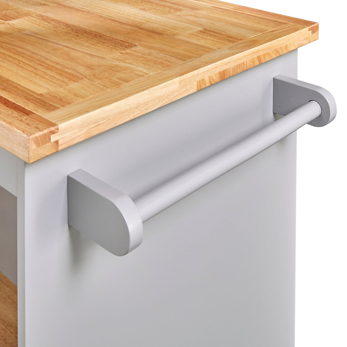 Bybafun Gray Mdf Base with Wood Top Rolling Kitchen Cart (21.7-in x 43.3-in x 35.6-in)
