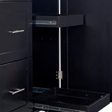 Bybafun Black Mdf Base with Wood Top Rolling Kitchen Island (17-in x 50-in x 36.9-in)