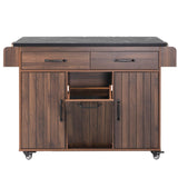 Bybafun Brown Mdf Base with Mdf Wood Top Rolling Kitchen Cart (20.6-in x 51-in x 35-in)