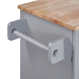 Bybafun Gray Mdf Base with Wood Top Rolling Kitchen Island (17-in x 50-in x 36.9-in)