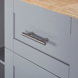 Bybafun Gray Mdf Base with Wood Top Rolling Kitchen Island (17-in x 50-in x 36.9-in)