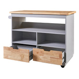 Bybafun Gray Mdf Base with Wood Top Rolling Kitchen Cart (21.7-in x 43.3-in x 35.6-in)