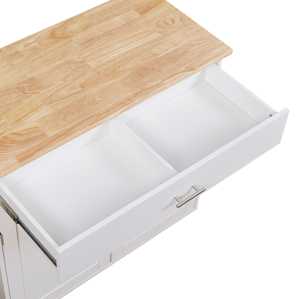 Bybafun White Mdf Base with Wood Top Rolling Kitchen Island (25.7-in x 39-in x 34-in)